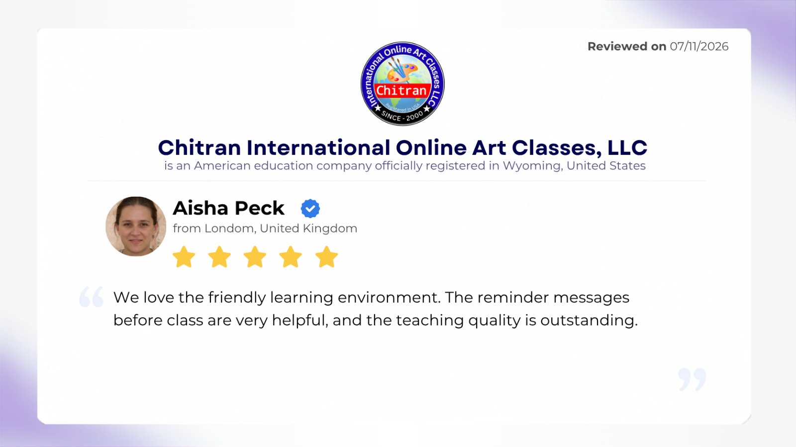 Parent rating for Chitran children’s drawing classes