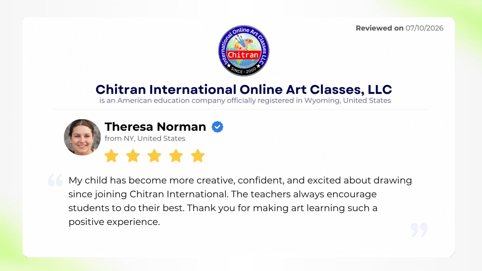 Parent feedback on Chitran’s live art teachers